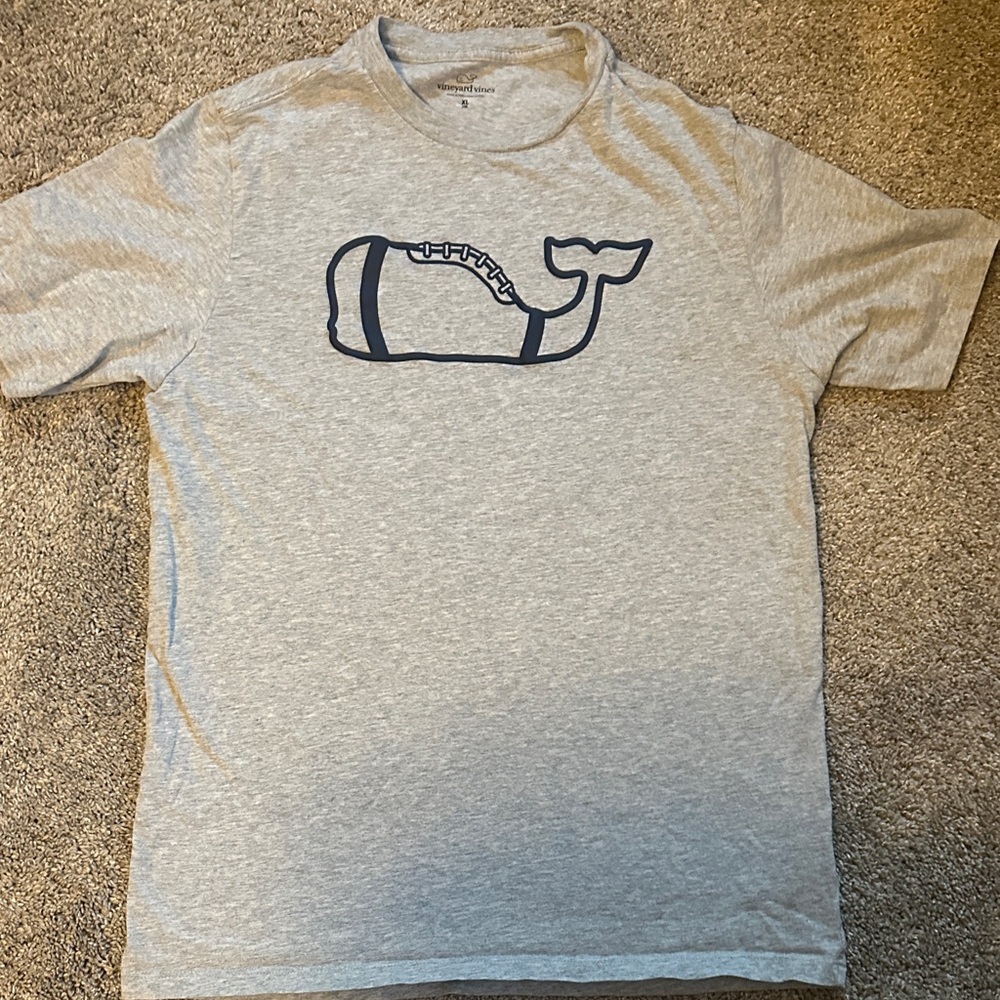 Vineyard Vines Light Gray Tee with Whale Logo